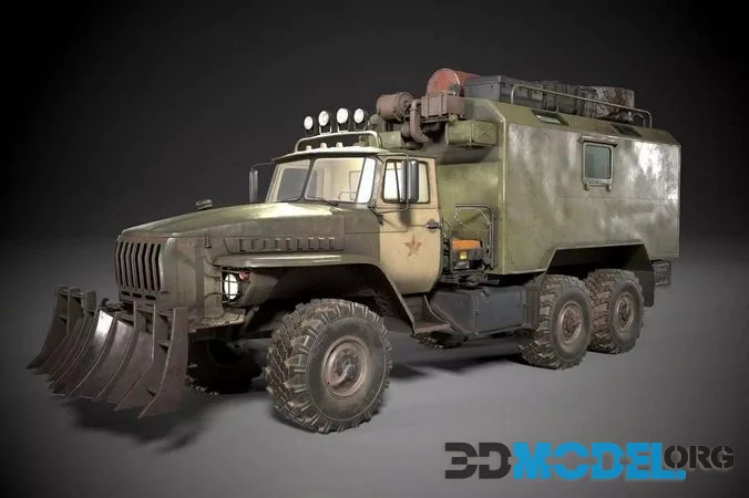 Ural with van low-poly (PBR)