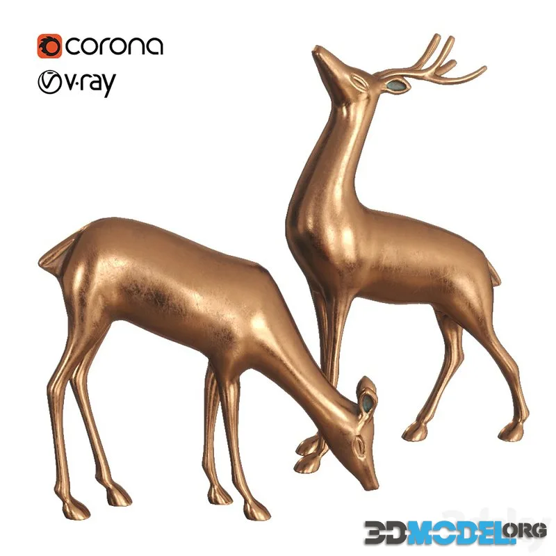 Vintage Brass Deer Statue