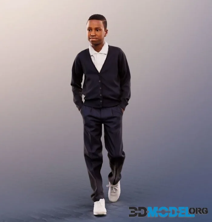 Walking Black Schoolkid (PBR)