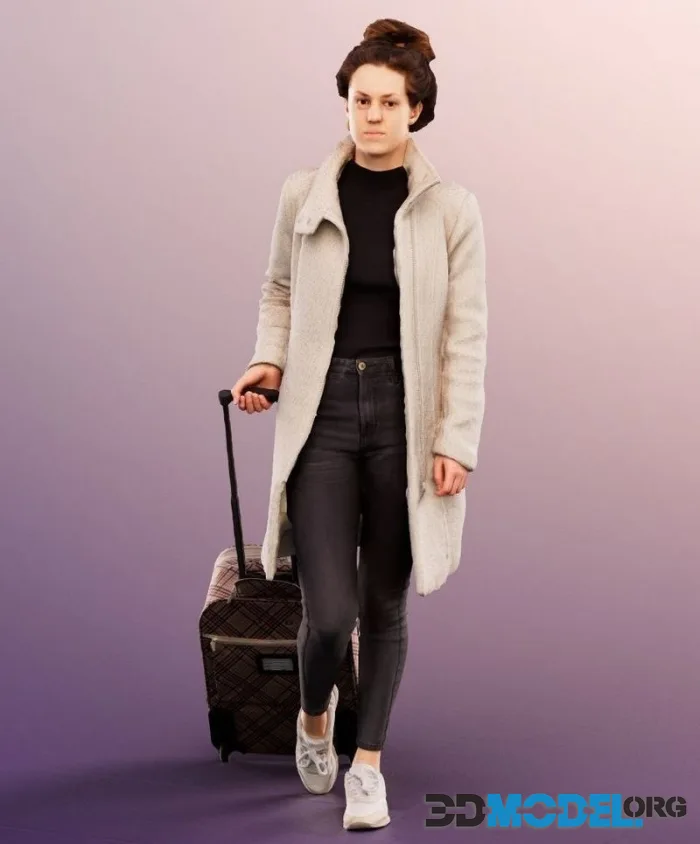 Walking Casual Woman With Suitcase (PBR)