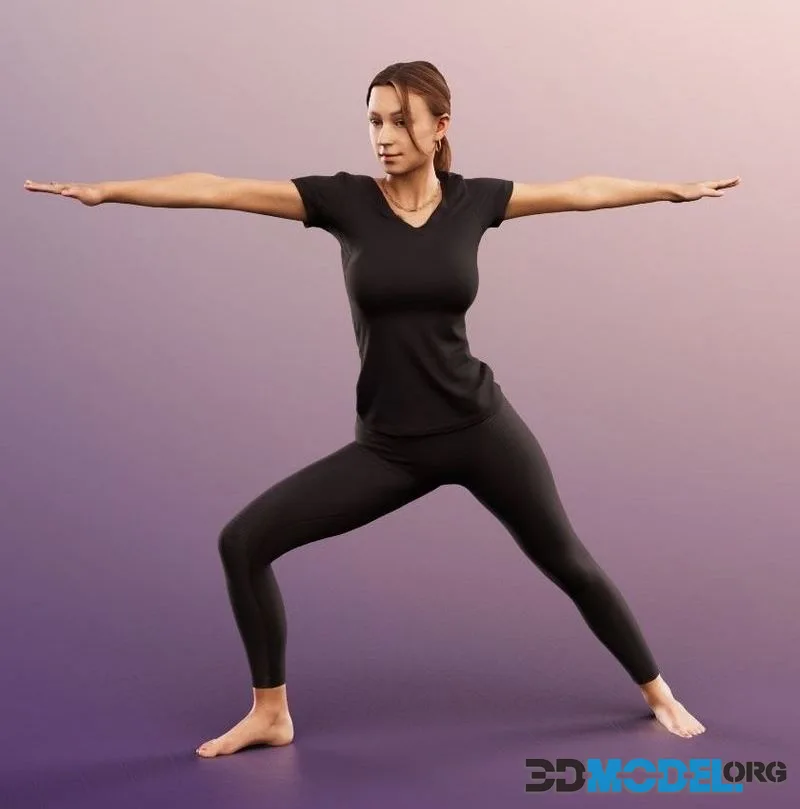 Woman Making Yoga low-poly (PBR)