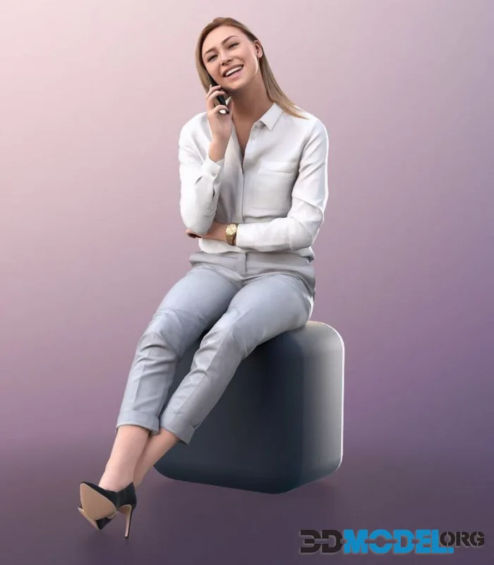 Woman Sitting Talking On Phone (PBR)