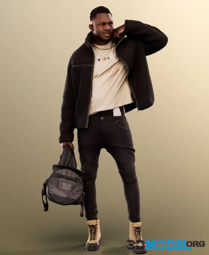 Young Black Man Standing With Bag (PBR)