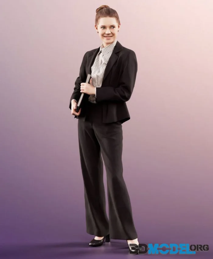 Young Business Woman With Folder Under Arm (PBR)