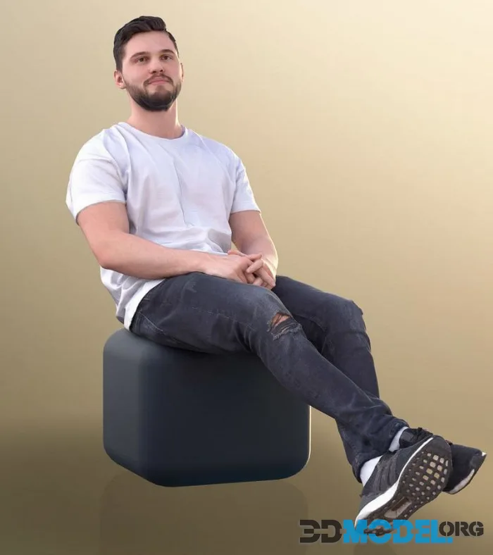 Young Casual Man Sitting On Sofa (PBR)