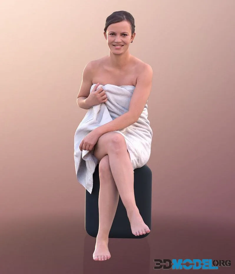 Young Girl Sitting In A Sauna With Towel (PBR)