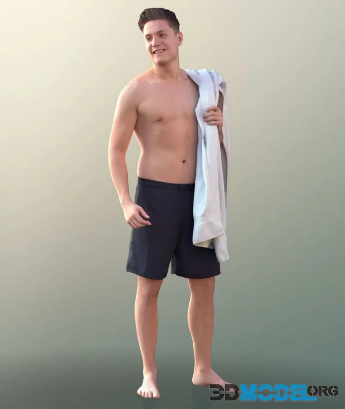 Young Man In Bermuda Shorts With Towel (PBR)