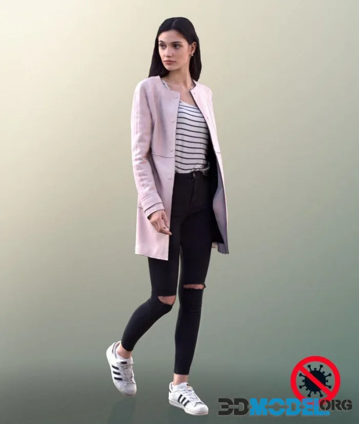 Young Woman Walking With Mask (PBR)
