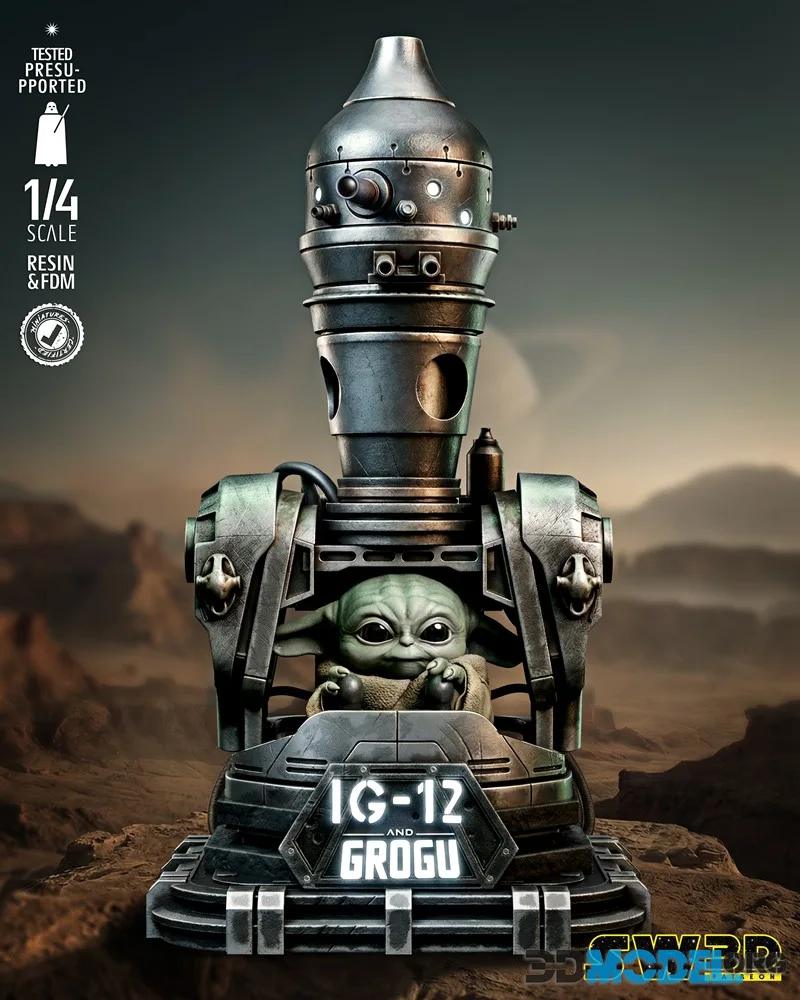 SW3D - IG 12 and Grogu Bust Portrait – Printable