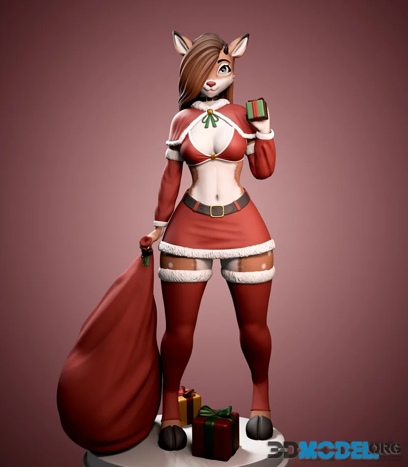 Santa`s Deer - Furry – Printable