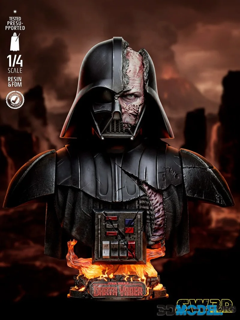 SW3D - Darth Vader Battle Damage Portrait Bust – Printable
