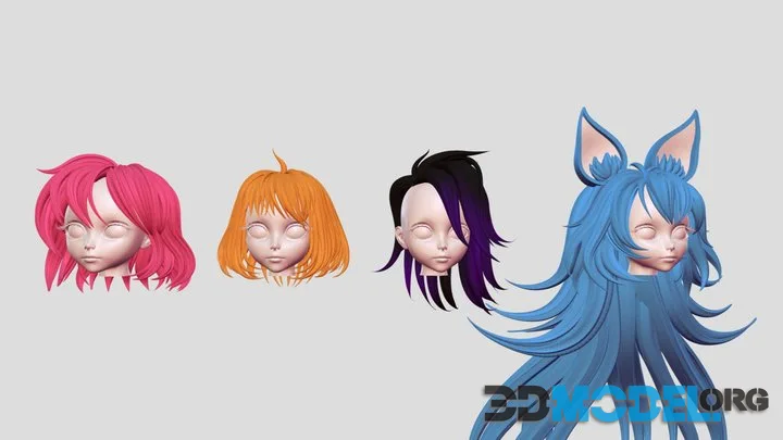 4 Female 3D Hairs (PBR)