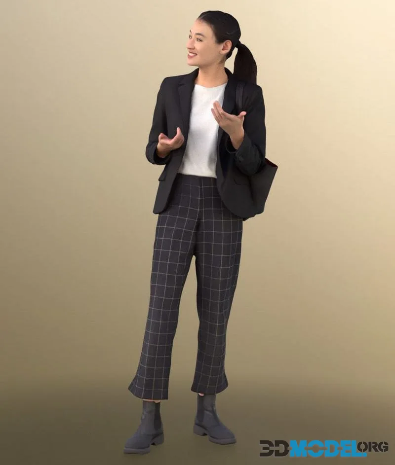 Asian Business Woman Talking Gesturing Shopping (PBR)