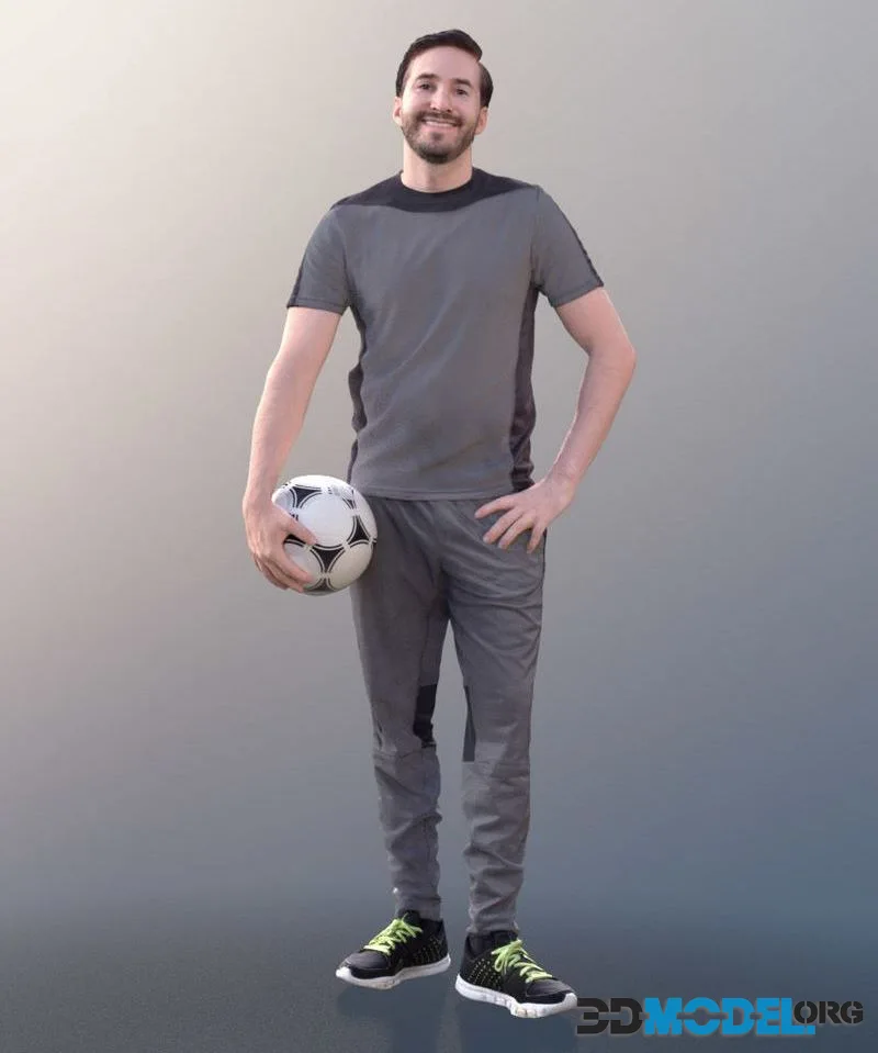 Atheltic Man Standing With Ball low-poly (PBR)