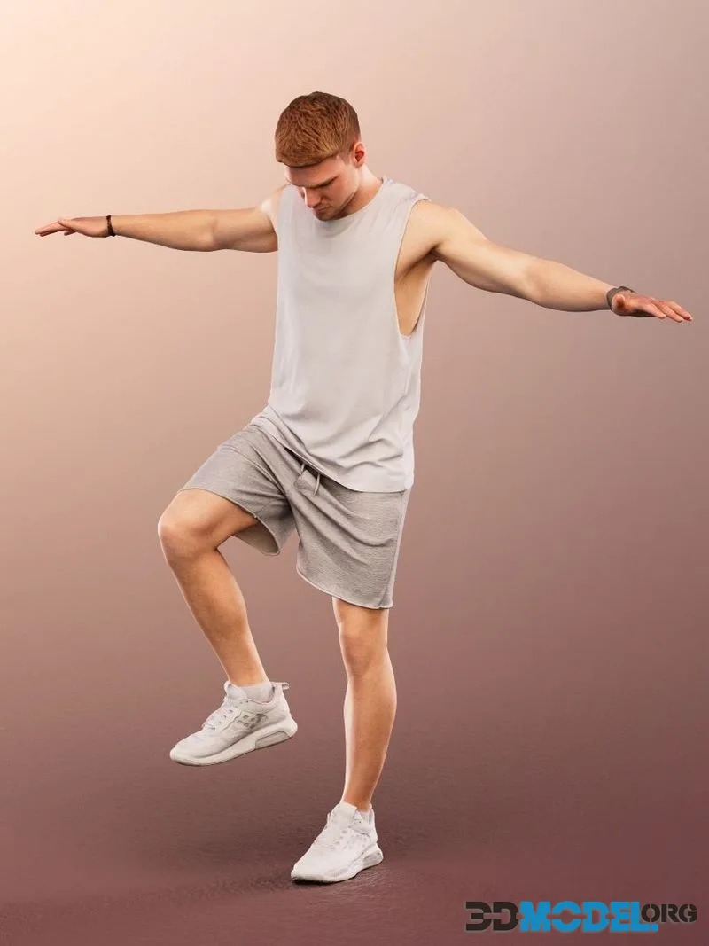 Athletic Man Making Sport low-poly (PBR)