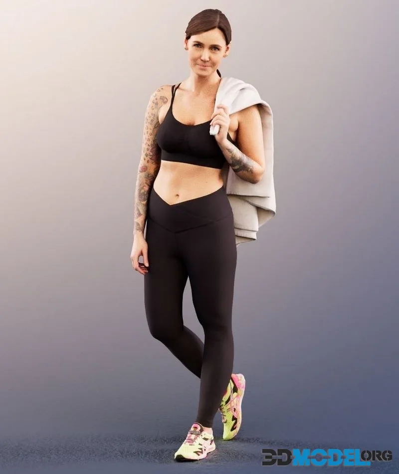 Athletic Woman Standing Jacket On Shoulder low-poly (PBR)