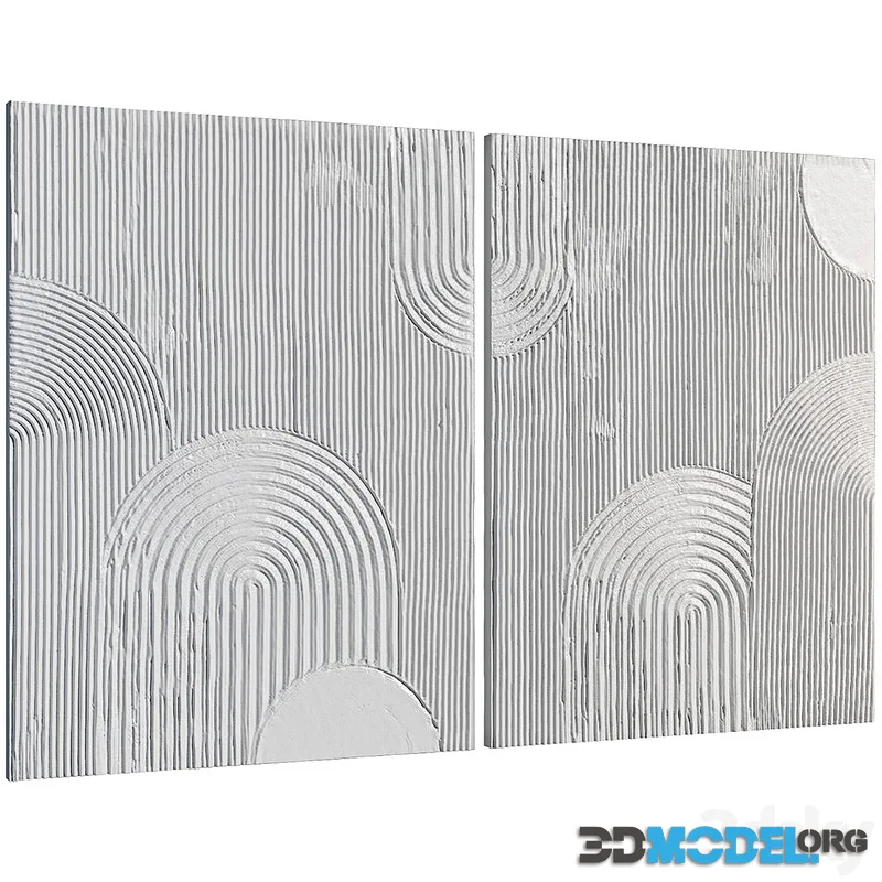 Bas-relief gypsum wall decorative panel Japan lines waves landscape