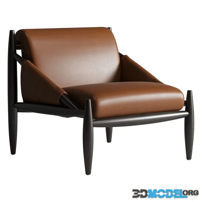 Bastion Leather and Wood Accent Chair