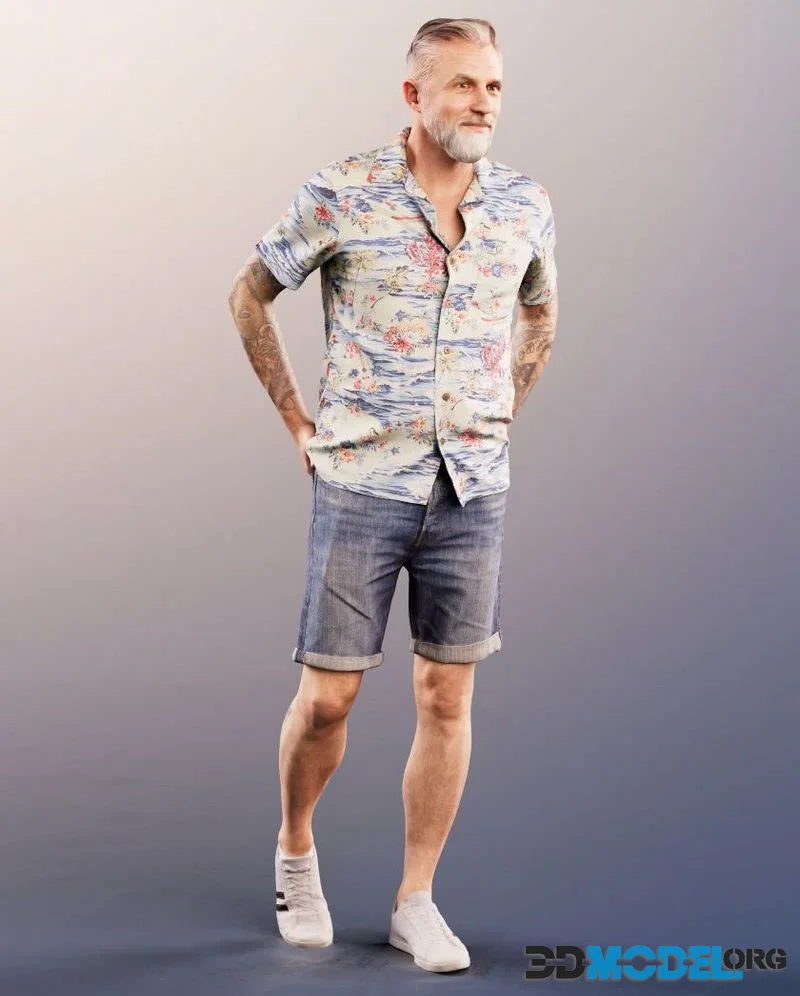 Beard man casual short pants hawaii shirt (PBR)