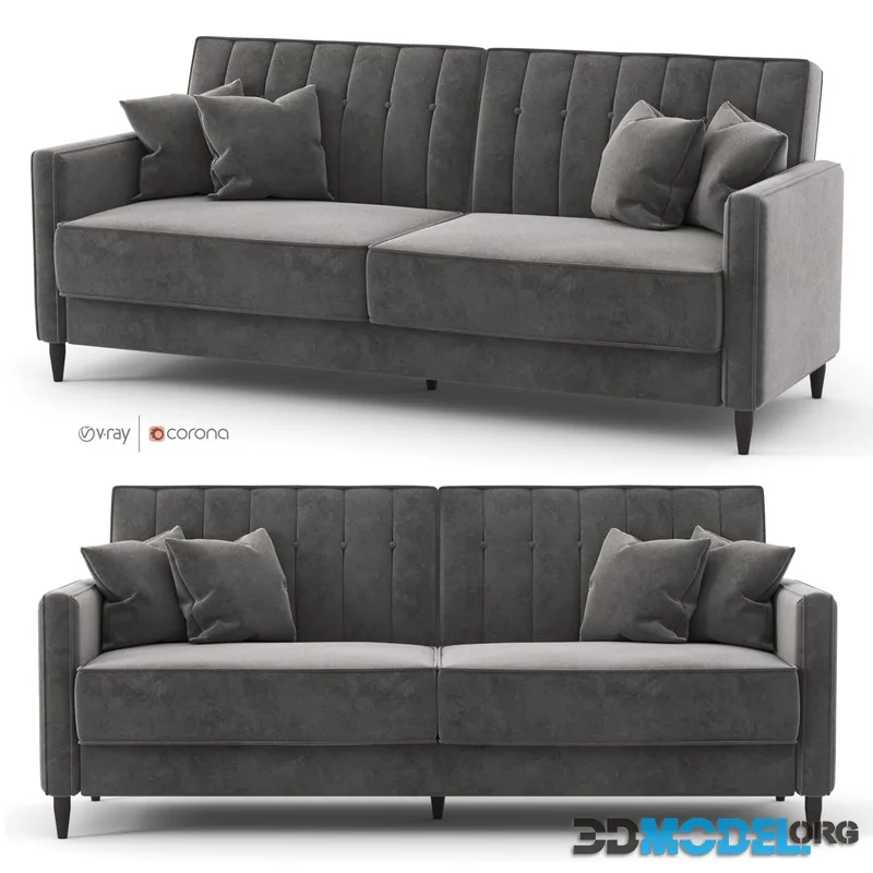 Black, velor sofa Nia Sleeper by Willa Arlo Interiors
