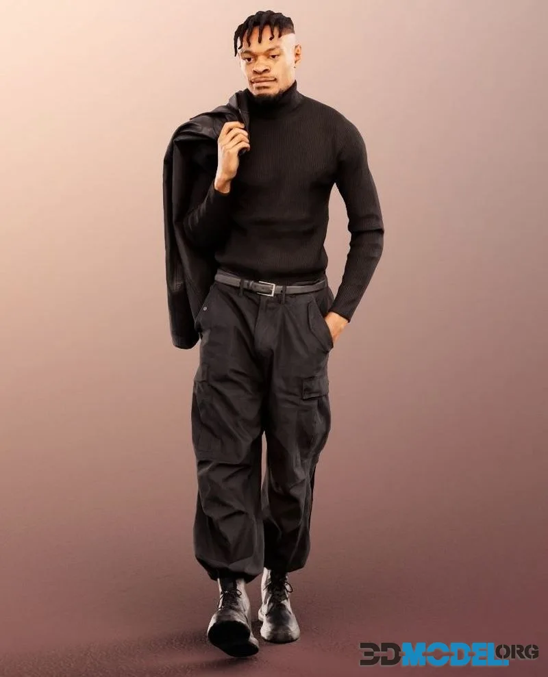 Black Man Walking low-poly (PBR)