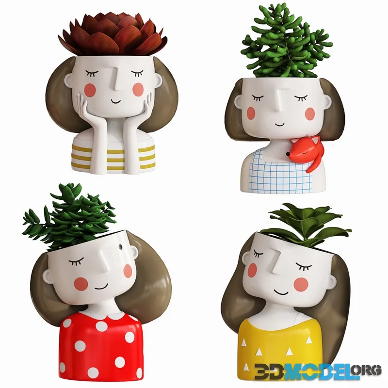 Bouquet set 102 (Lovely Girl Succulent Pot)