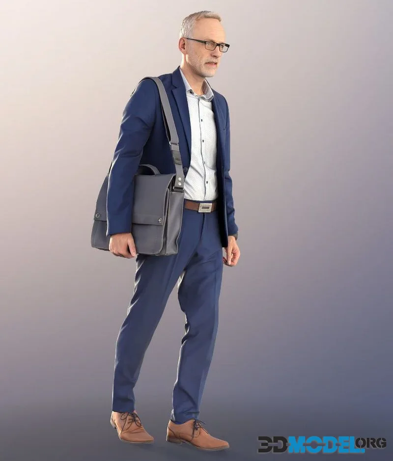 Business Man Walking in Suit low-poly (PBR)
