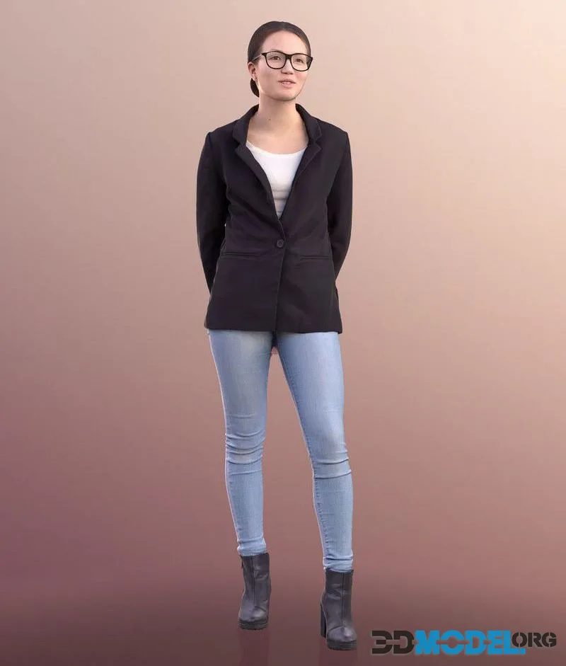 Business Woman Standing low-poly (PBR)
