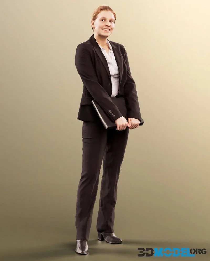 Business Woman standing with folder (PBR)