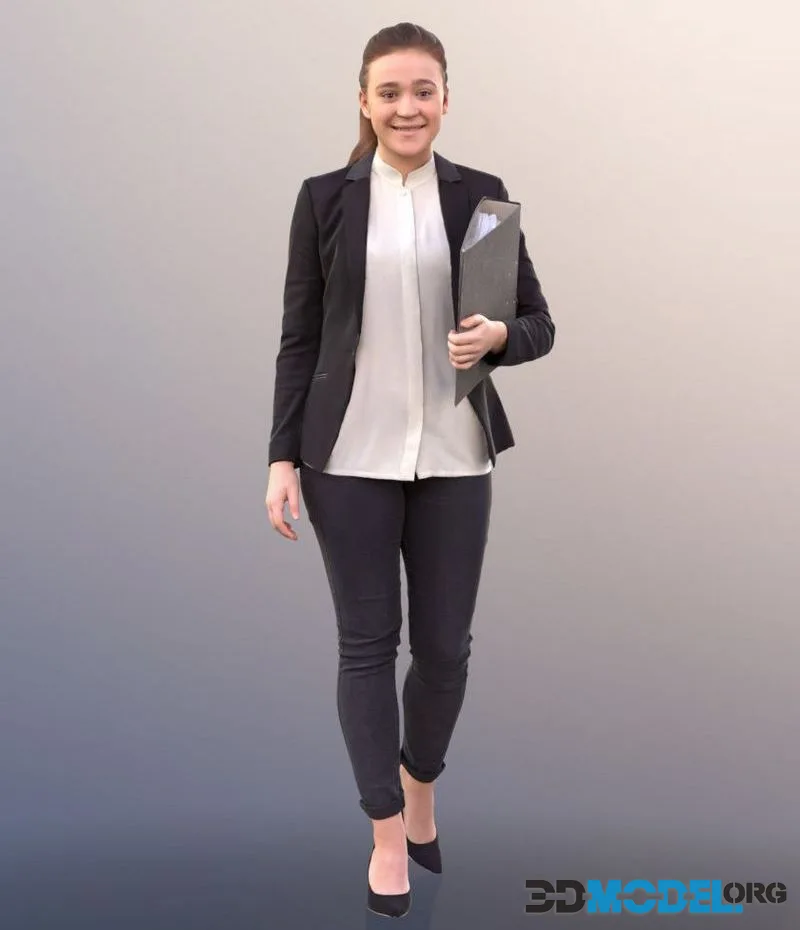 Business Woman Walking And Holding A Folder low-poly (PBR)