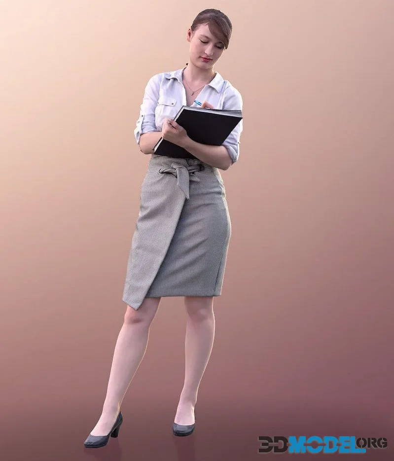 Business Woman Writing On Documents low-poly (PBR)