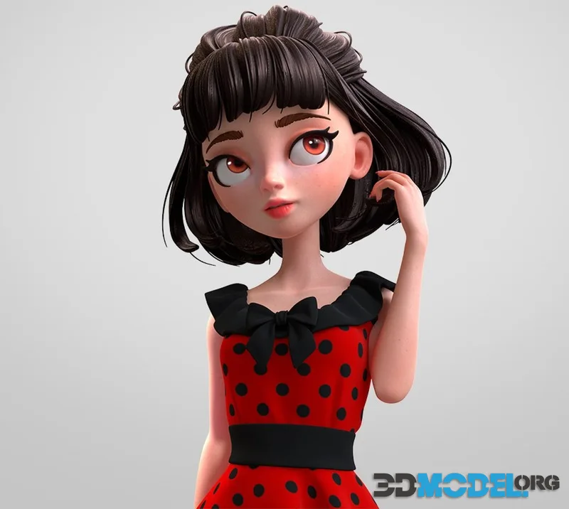 Cartoon Brunette Woman (PBR)