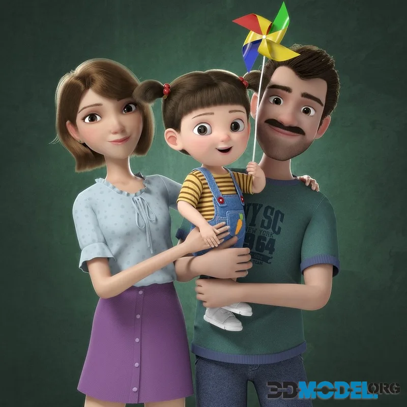 Cartoon Family Rigged V7 (PBR)