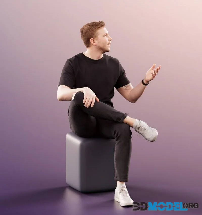 Casual Sitting Guy with Black Outfit Talking (PBR)