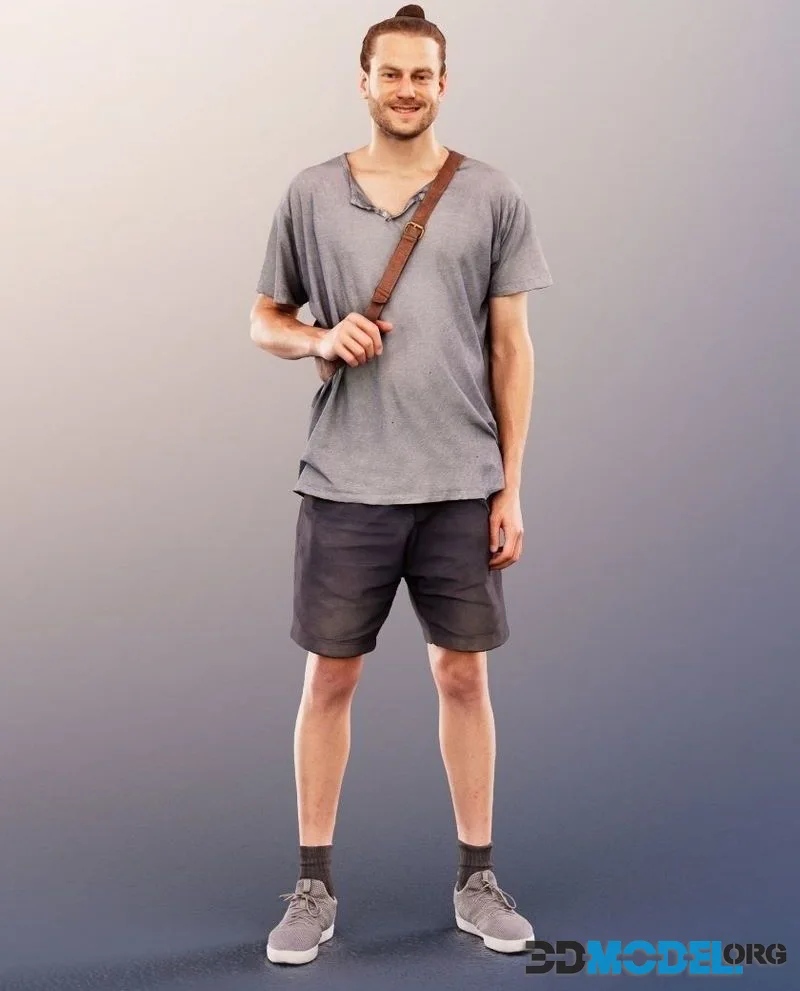 Casual Standing Man Summer Outfit low-poly (PBR)