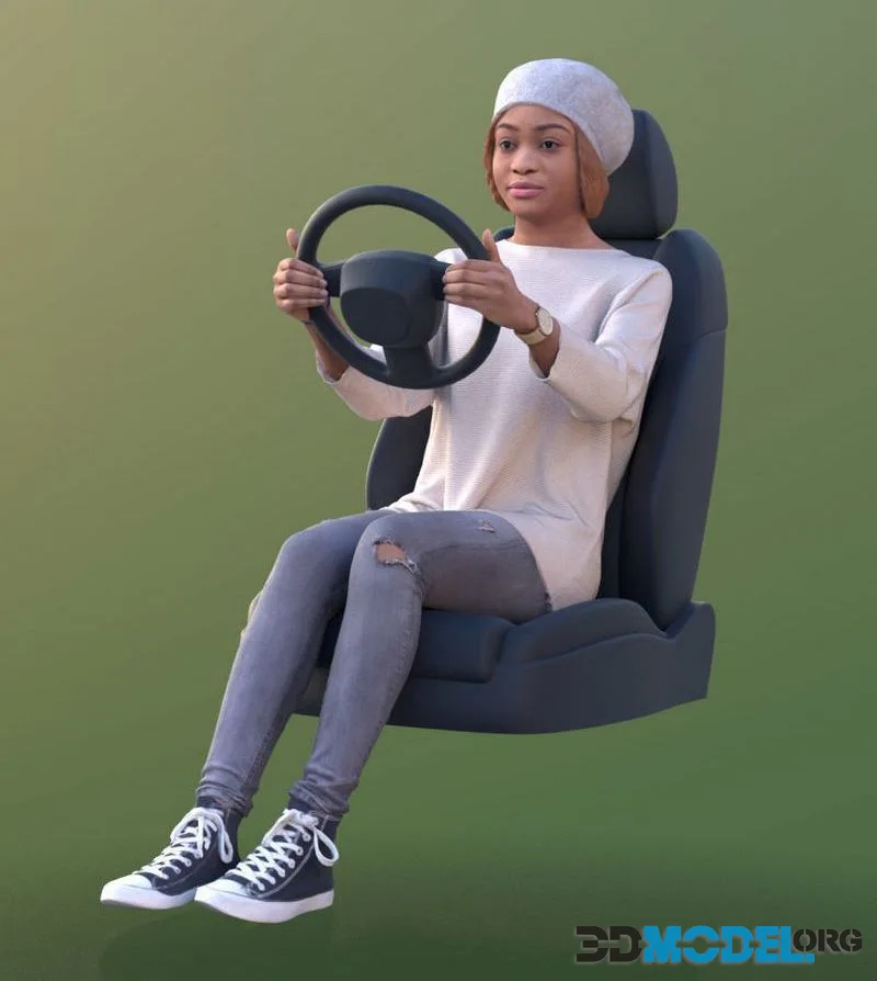 Casual Woman Driving A Car (PBR)
