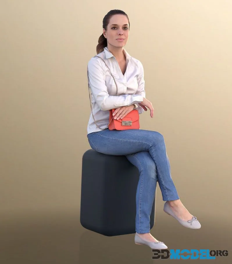 Casual Woman Sitting low-poly (PBR)