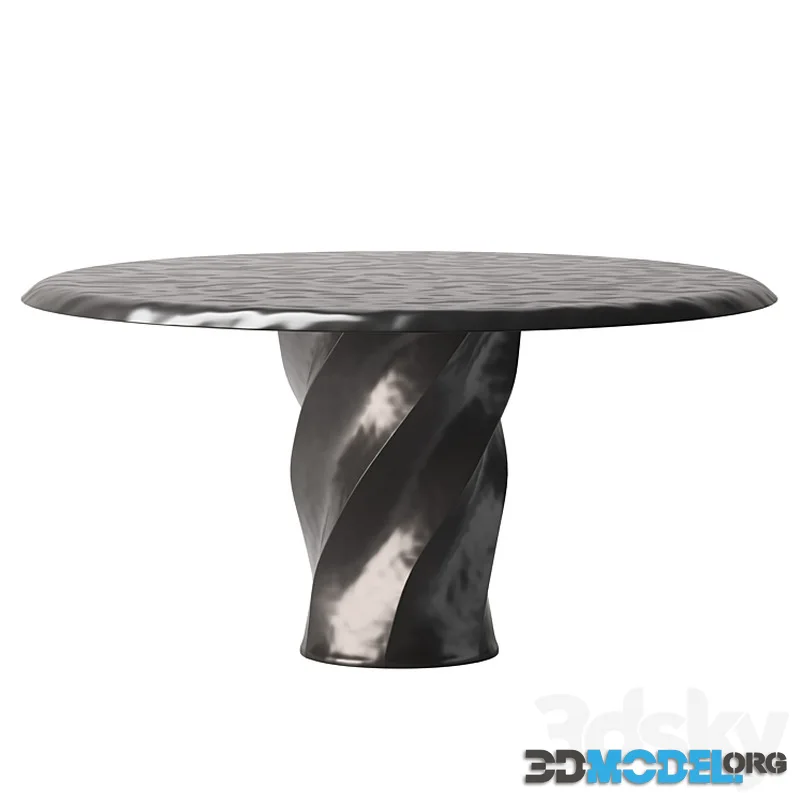CB2-LUCIA ROUND BLACK RESIN DINING TABLE