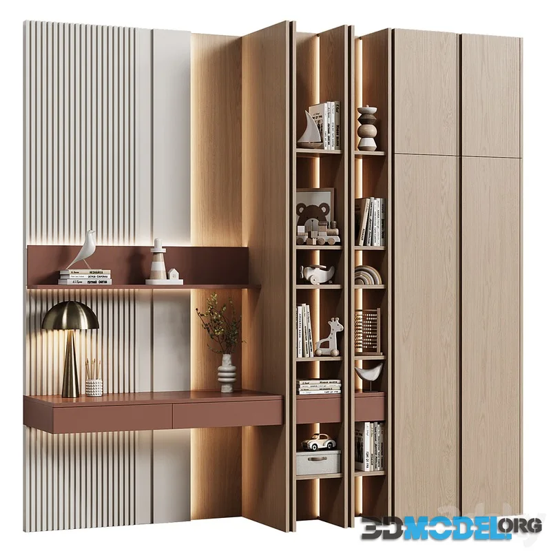 Children's modular wardrobe with desk modern 35