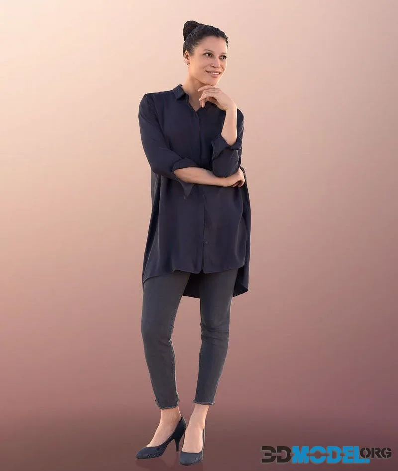 Colored Woman Standing low-poly (PBR)