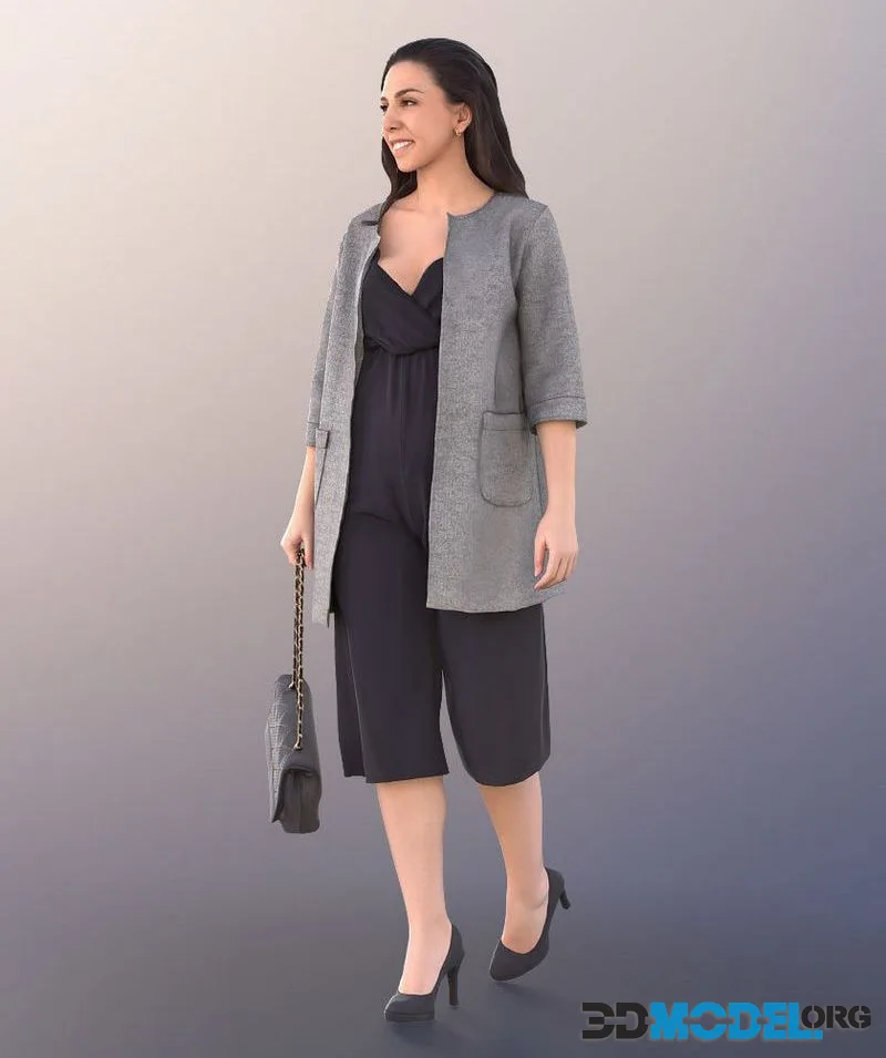 Colored Woman Walking With Bag low-poly (PBR)