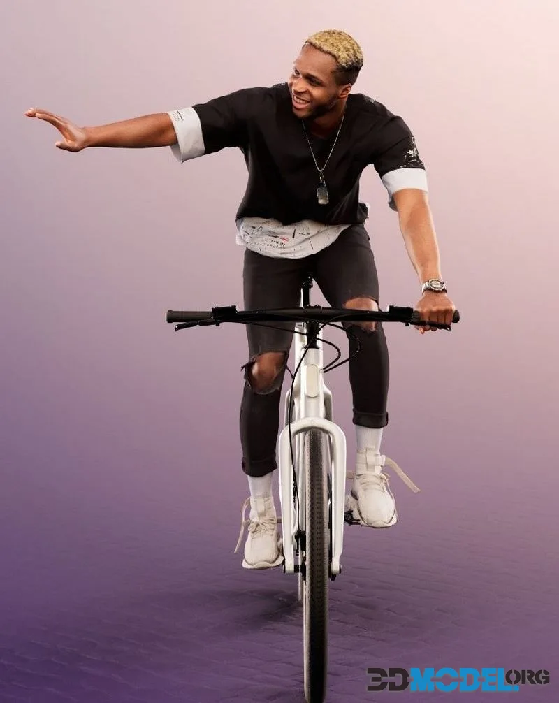 Cycling Black Man low-poly (PBR)