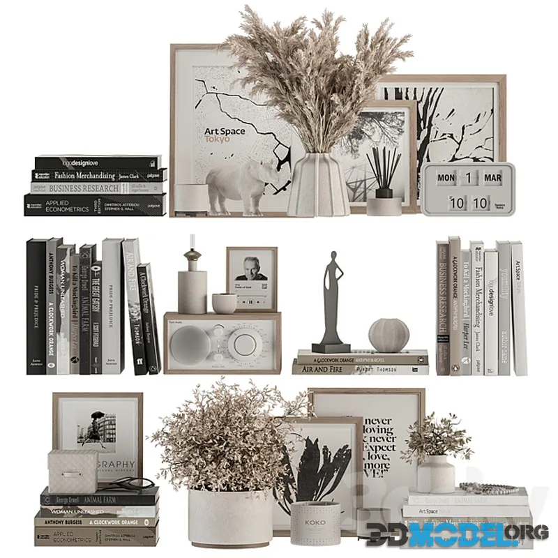 Decorative Set on Shelves and Decor Objects Set 12