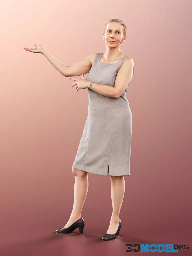 Elegant Elderly Woman Talking low-poly (PBR)