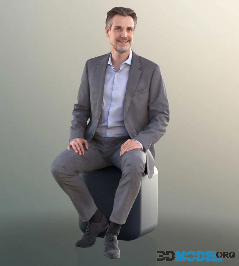 Elegant Man Sitting low-poly (PBR)