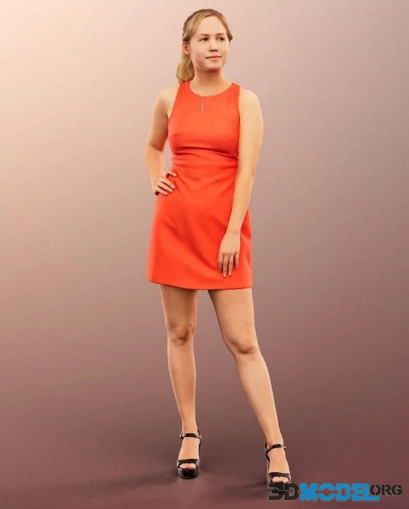 Elegant Standing Girl low-poly (PBR)