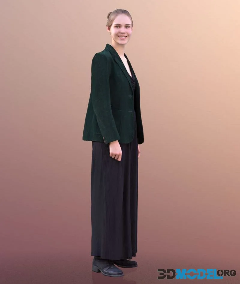 Elegant Woman Standing low-poly (PBR)