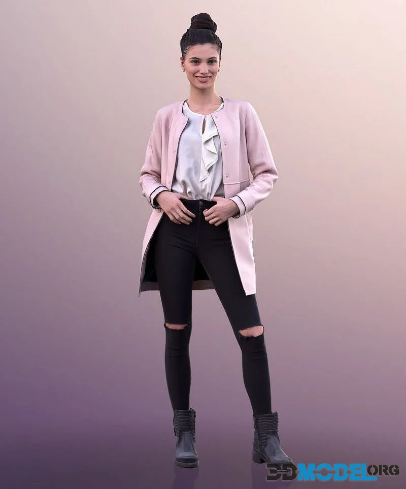 Fashionable Standing Girl low-poly (PBR)
