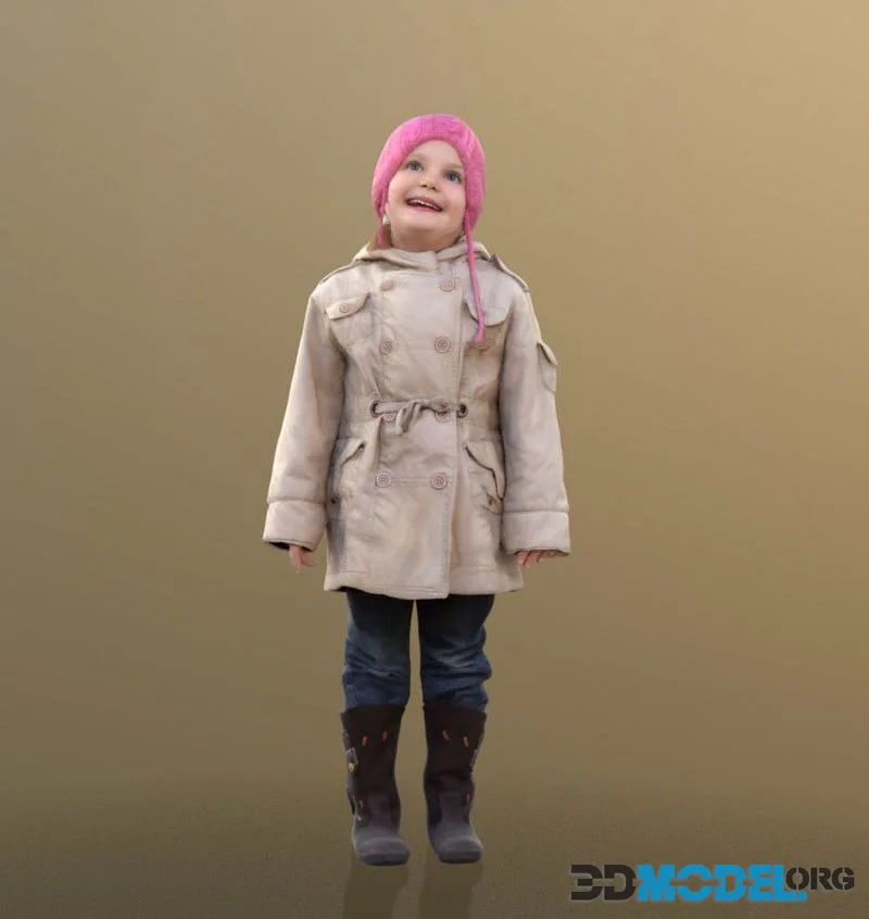 Girl Child Looking Up low-poly (PBR)