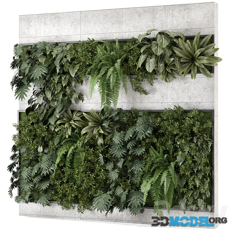 Indoor Wall Vertical Garden in Concrete Base – Set 1723